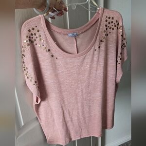 Charlotte Russe Pink Blouse with Gold Studs